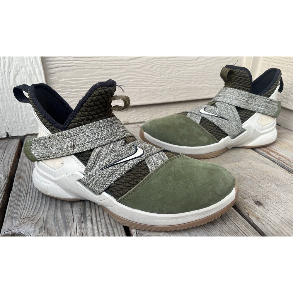 Nike LeBron Soldier XII Youth 7Y Basketball Shoes Cargo Khaki/Green AA1352-300